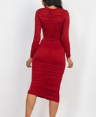 Ruched Long Sleeve Midi Dress