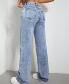 Contrast Bootcut Jeans with Pockets