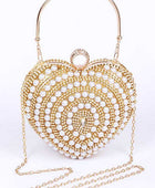 Pearl Studded Heart Shape Top handle Clutch