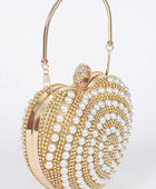 Pearl Studded Heart Shape Top handle Clutch