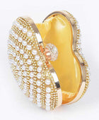 Pearl Studded Heart Shape Top handle Clutch