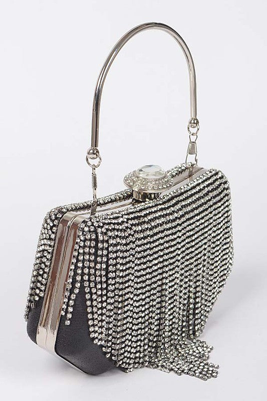Fringe Rhinestone Box Clutch Bag - Body By J'ne