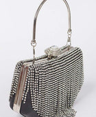 Fringe Rhinestone Box Clutch Bag