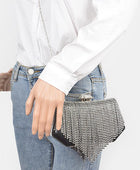 Fringe Rhinestone Box Clutch Bag