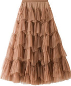 Tiered chiffon midi skirt