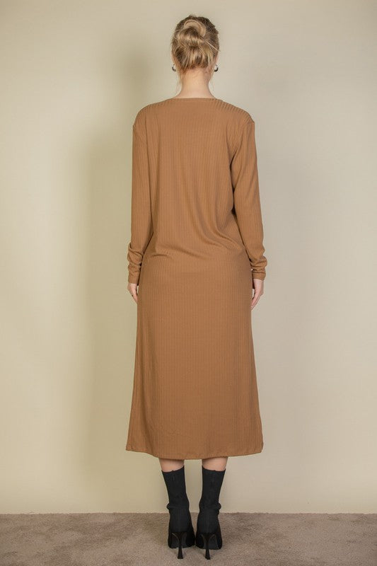 Ribbed Cardigan & Cami Midi Bodycon Dress - Body By J'ne