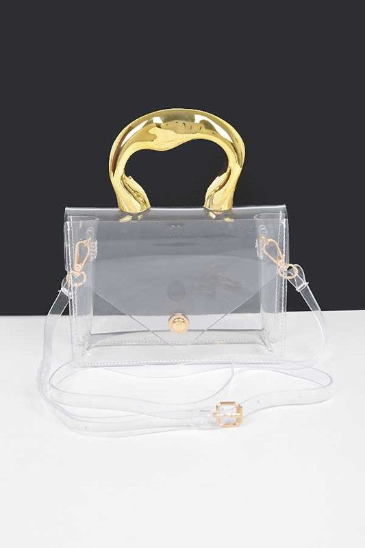 Silver Handle Transparent Stadium Bag