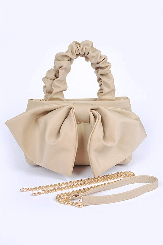 Crinkle Handle Large Bow Tie Clutch Bag - Body By J'ne