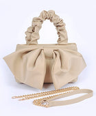 Crinkle Handle Large Bow Tie Clutch Bag