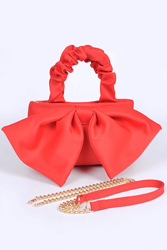 Crinkle Handle Large Bow Tie Clutch Bag - Body By J'ne
