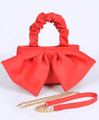 Crinkle Handle Large Bow Tie Clutch Bag