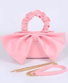 Crinkle Handle Large Bow Tie Clutch Bag