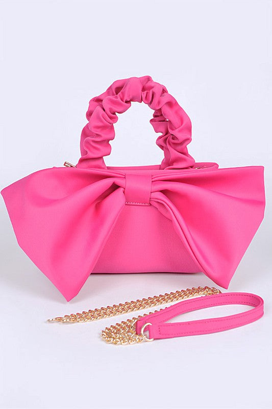Crinkle Handle Large Bow Tie Clutch Bag - Body By J'ne