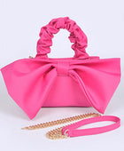 Crinkle Handle Large Bow Tie Clutch Bag