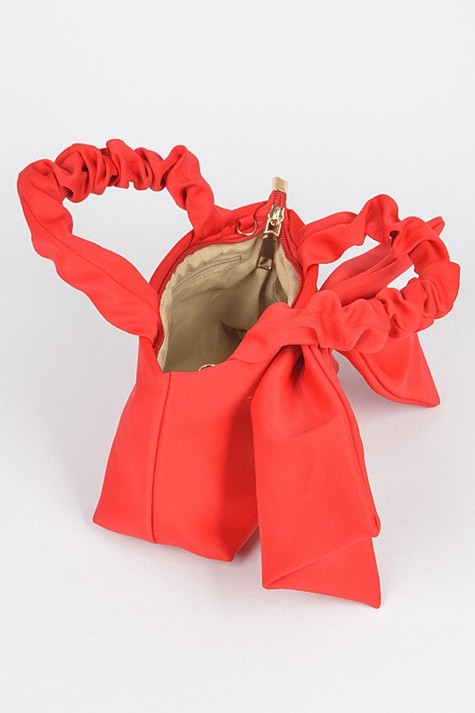 Crinkle Handle Large Bow Tie Clutch Bag - Body By J'ne