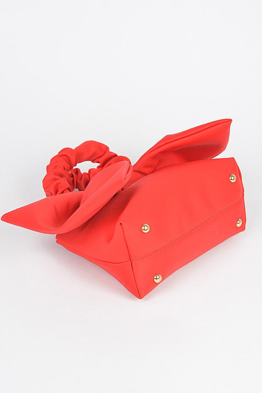 Crinkle Handle Large Bow Tie Clutch Bag