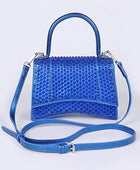 Rhinestone Metallic Top Handle Crossbody Bag