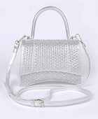 Rhinestone Metallic Top Handle Crossbody Bag