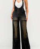 Urban Noir Denim Overalls Black Jumpsuit