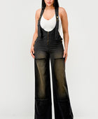 Urban Noir Denim Overalls Black Jumpsuit