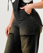 Urban Noir Denim Overalls Black Jumpsuit