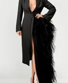 Noir Cascade Tuxedo Gown