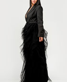 Noir Cascade Tuxedo Gown