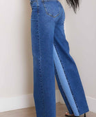 High-Rise Color Block Wide Jeans