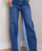 High-Rise Color Block Wide Jeans