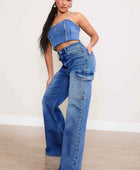 Pearl High-Rise Wide Leg Cargo Jeans