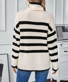 Buttoned Striped Long Sleeve Sweater