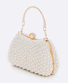 Pearl Embellishment Double Sided Statement Clutch