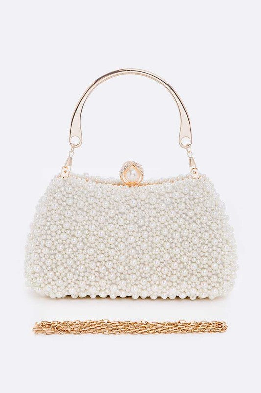 Pearl Embellishment Double Sided Statement Clutch - Body By J'ne