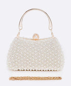 Pearl Embellishment Double Sided Statement Clutch