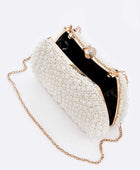 Pearl Embellishment Double Sided Statement Clutch