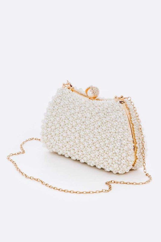 Pearl Embellishment Double Sided Statement Clutch