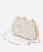 Pearl Embellishment Double Sided Statement Clutch