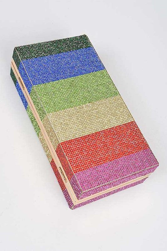 Rainbow Color Rhinestone Pave Box Clutch - Body By J'ne