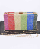 Rainbow Color Rhinestone Pave Box Clutch