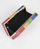 Rainbow Color Rhinestone Pave Box Clutch