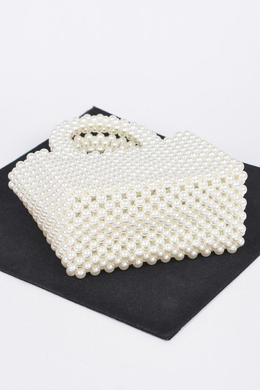 Faux Pearl Braided Iconic Basket Top Handle Clutch - Body By J'ne