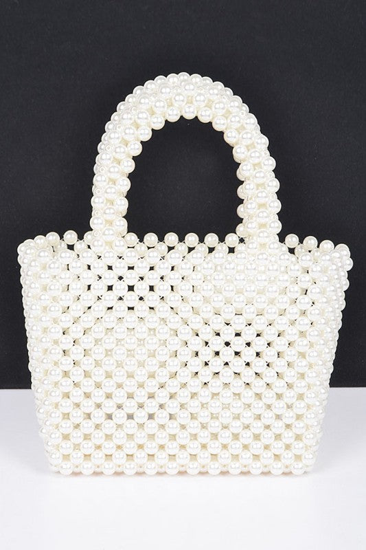 Faux Pearl Braided Iconic Basket Top Handle Clutch - Body By J'ne