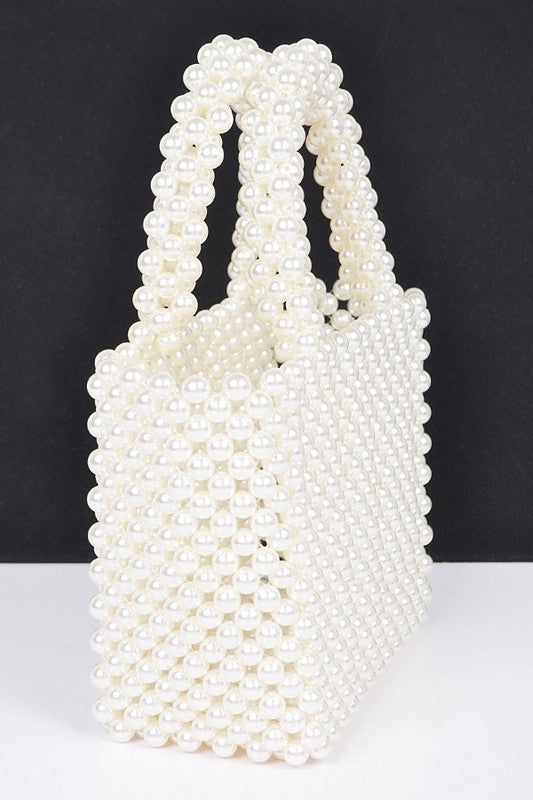 Faux Pearl Braided Iconic Basket Top Handle Clutch - Body By J'ne