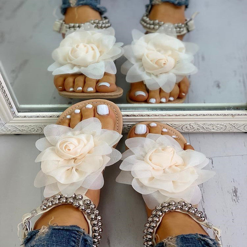 Flat flower sandals - Body By J'ne