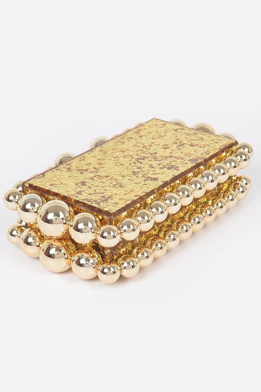 Metallic Beads Glitter Iconic Box Clutch - Body By J'ne