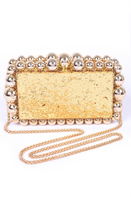 Metallic Beads Glitter Iconic Box Clutch - Body By J'ne