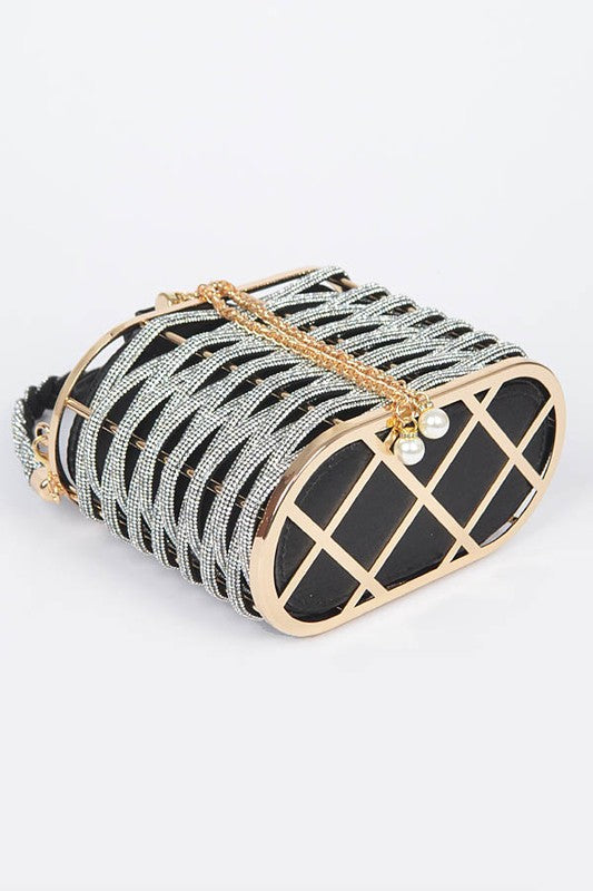 Weaved Rhinestone Basket Box Clutch - Body By J'ne