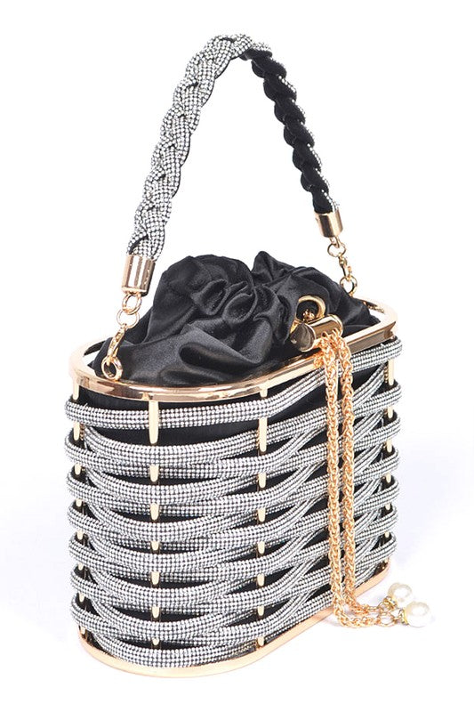 Weaved Rhinestone Basket Box Clutch - Body By J'ne