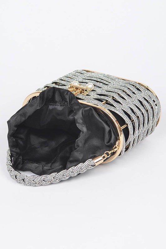 Weaved Rhinestone Basket Box Clutch - Body By J'ne