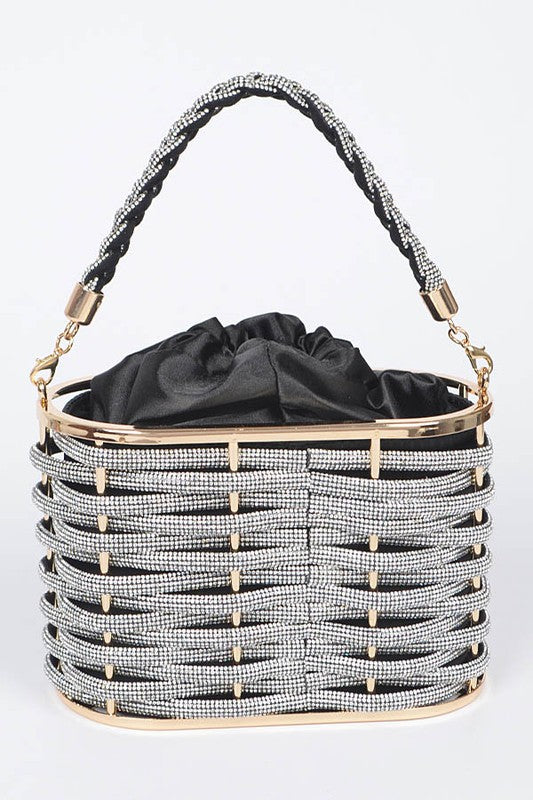 Weaved Rhinestone Basket Box Clutch - Body By J'ne